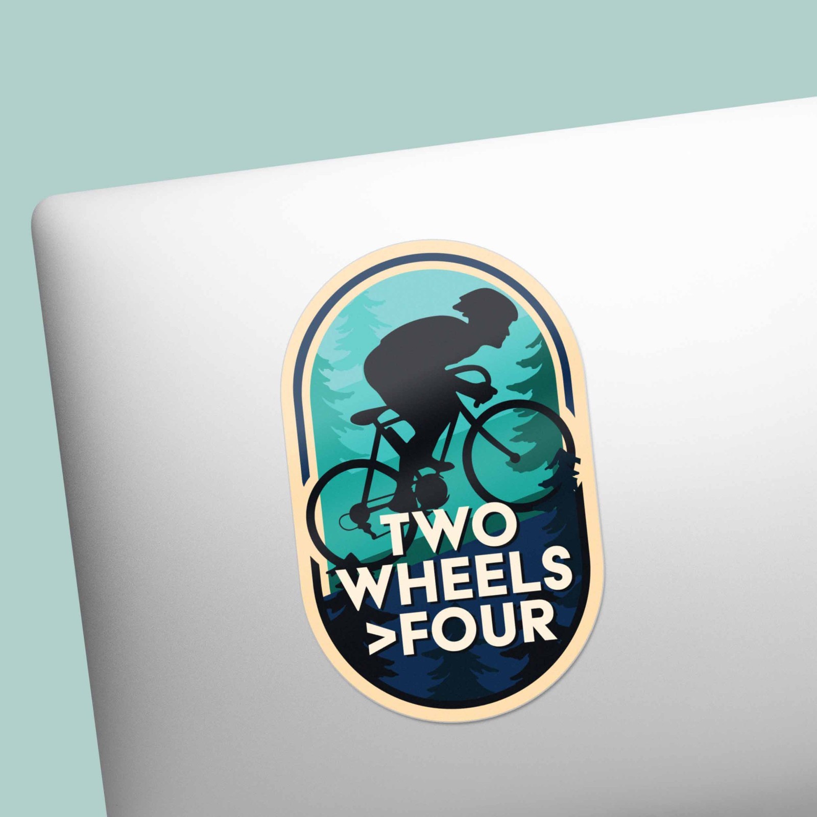 Two Wheels Four Mountain Bike Sticker – Cycling Decals for Water Bottle