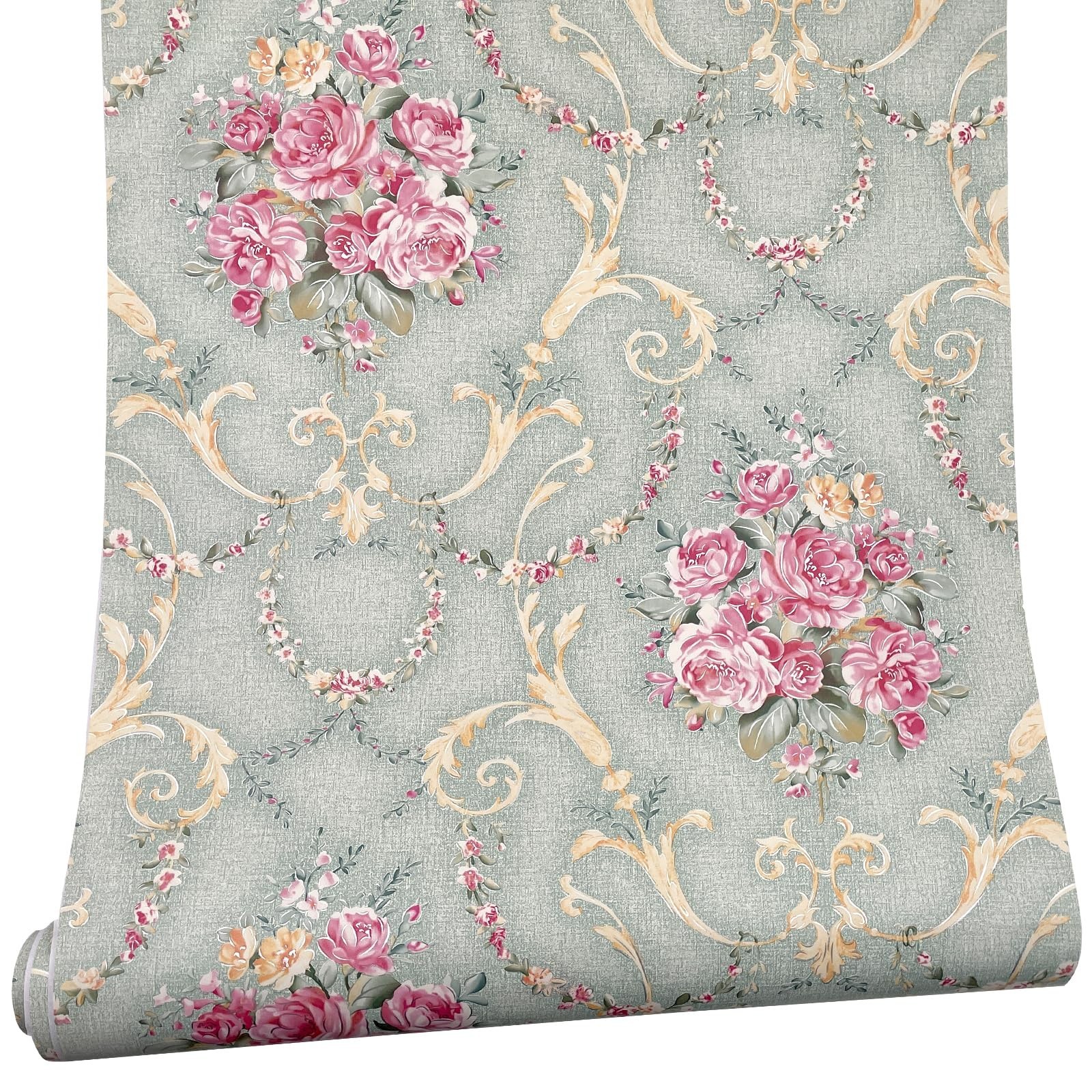 Retro Rose Furniture Paper Light Green Self-Adhesive Shelf Liner School Locke…