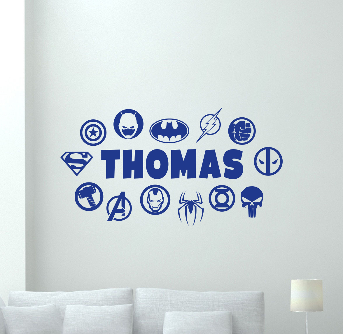 8Personalized Superheroes Logo Wall Decal Custom Name Vinyl Sticker Mural 163zzz