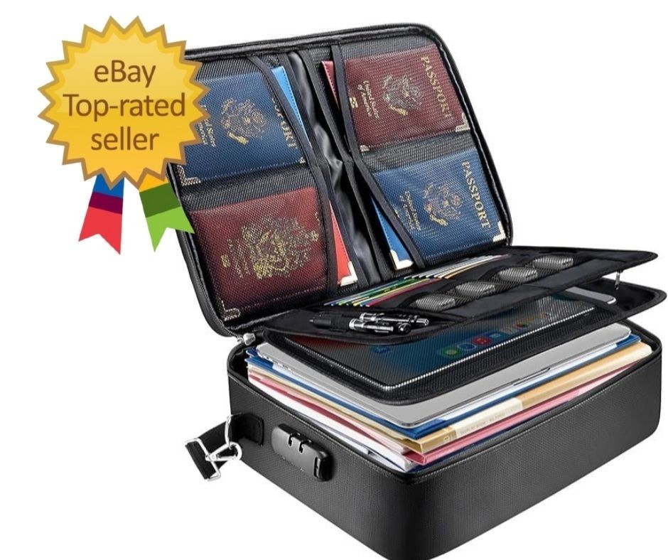 Fireproof Document Box with Lock, Portable Fireproof Document Bag Waterproof Fir