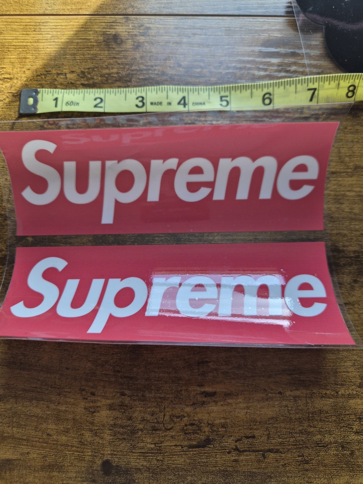 2pc Supreme Red Box Logo 100% Authentic High Quality UV DTF Raised Decal Sticker
