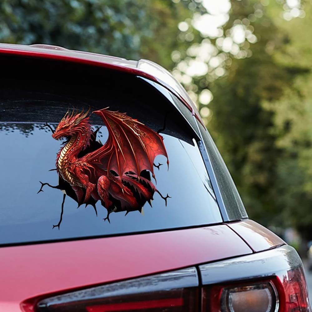 Dragon-Shaped 3D Visual Sticker Red Crack-Effect Dragon-Shaped 3D Visual Sticker
