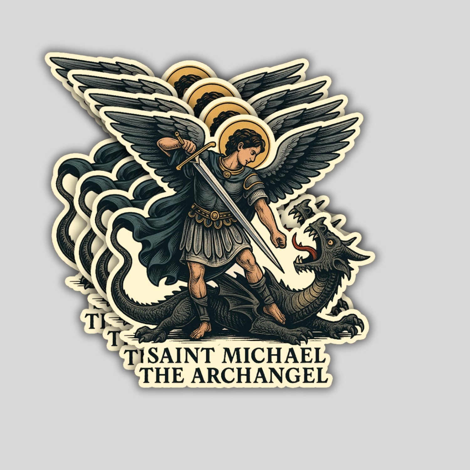 Saint Michael Archangel Stickers: Catholic Vinyl Decals – Waterproof 4-Pack