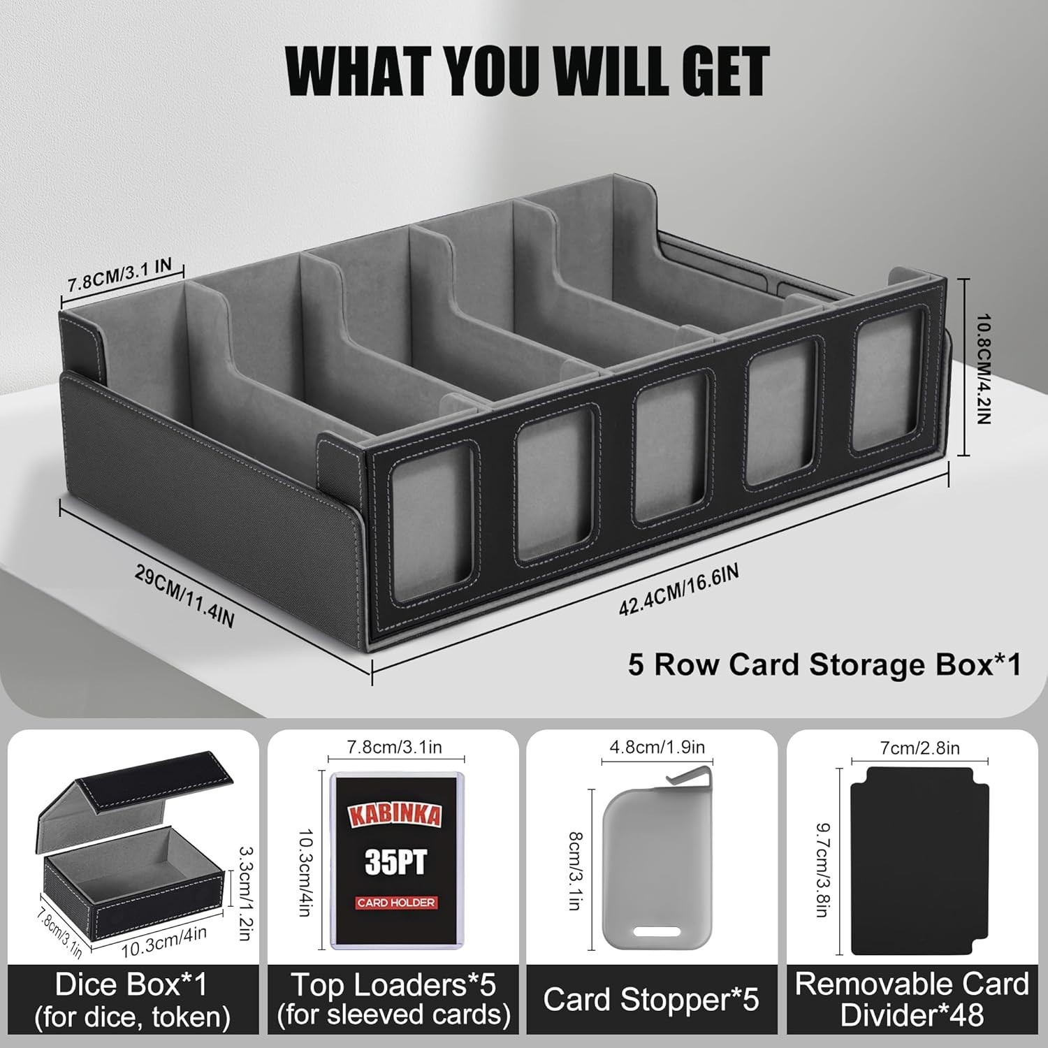 Trading Card Storage Box 5-Row Deck Case with Removable Lid 3900+ Card Organizer