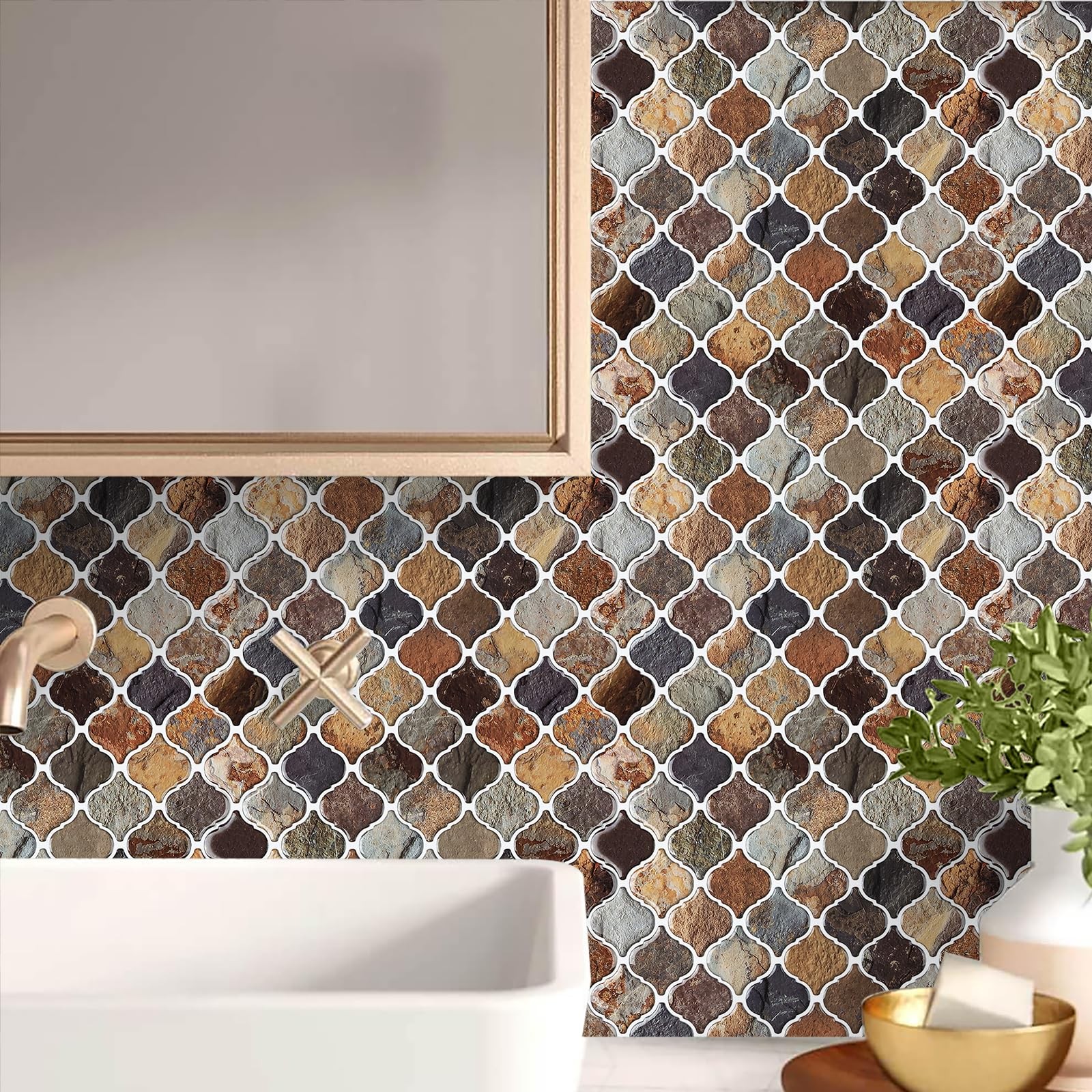 STICKGOO Arabesque Peel and Stick Backsplash, 12”X12” Backsplash Tile for Kit…