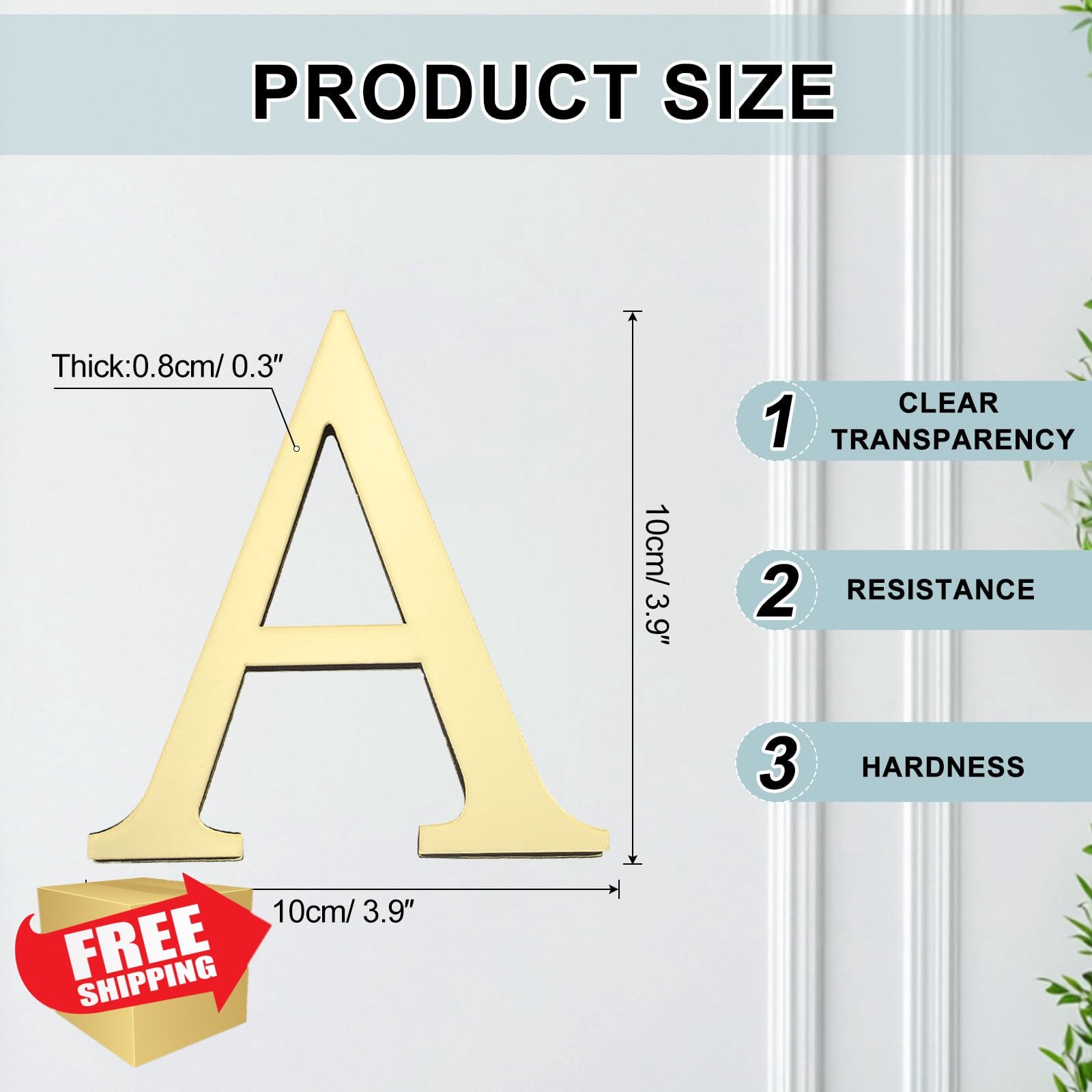 uxcell Letter A 4″ Acrylic Mirror Wall Sticker Self-Adhesive Decor