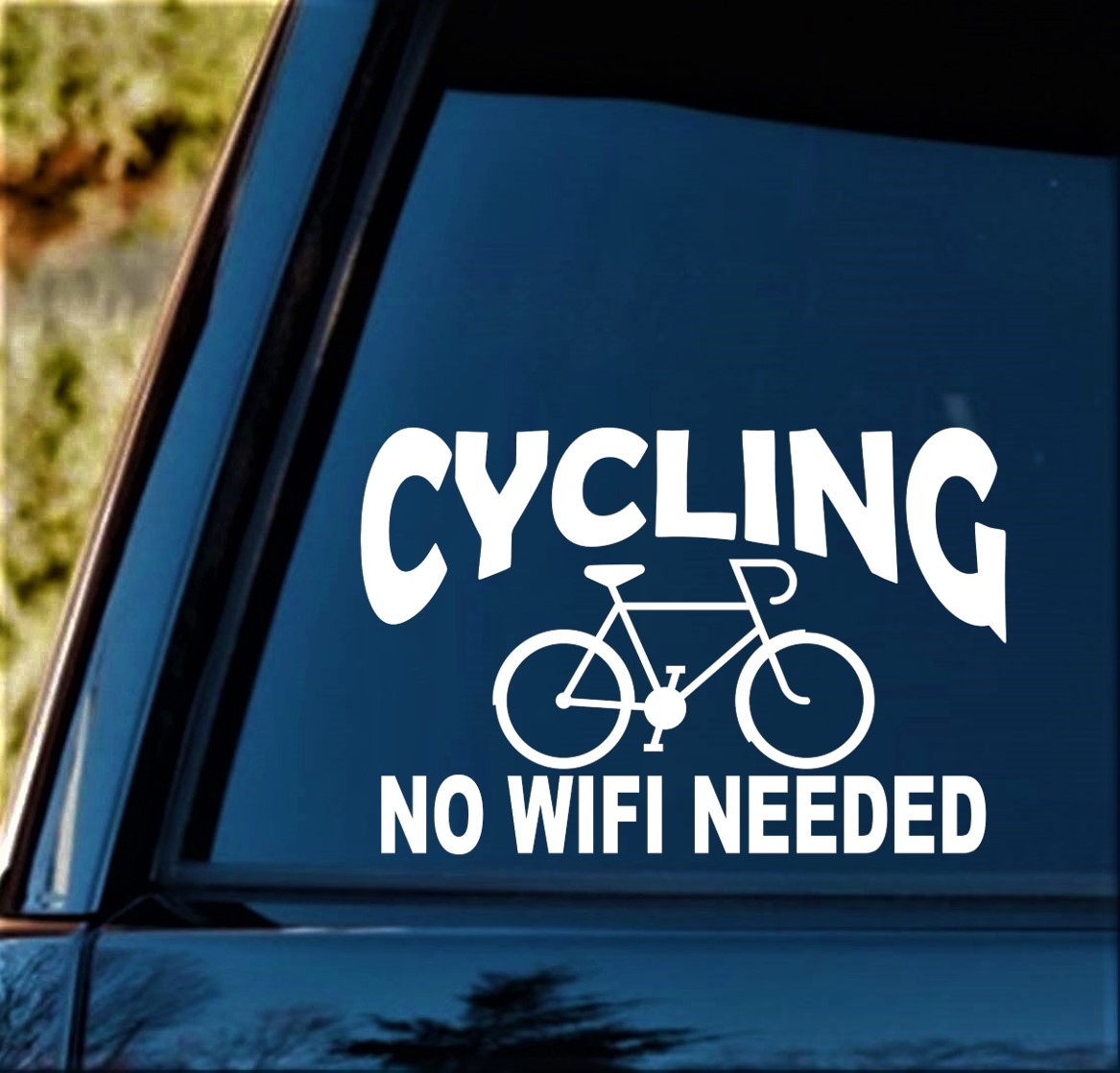 Cycling No Wifi Needed Bicycle Mountain Bike Decal Sticker for Car Window BG 115