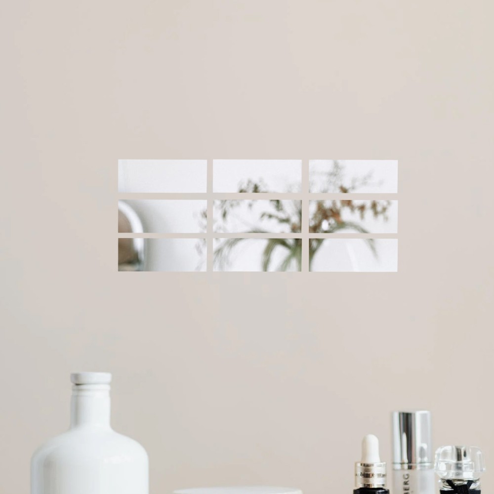 10pcs Mirror Mosaic Tile Rectangular Mosaic Mirrors Stripes Craft Mirror