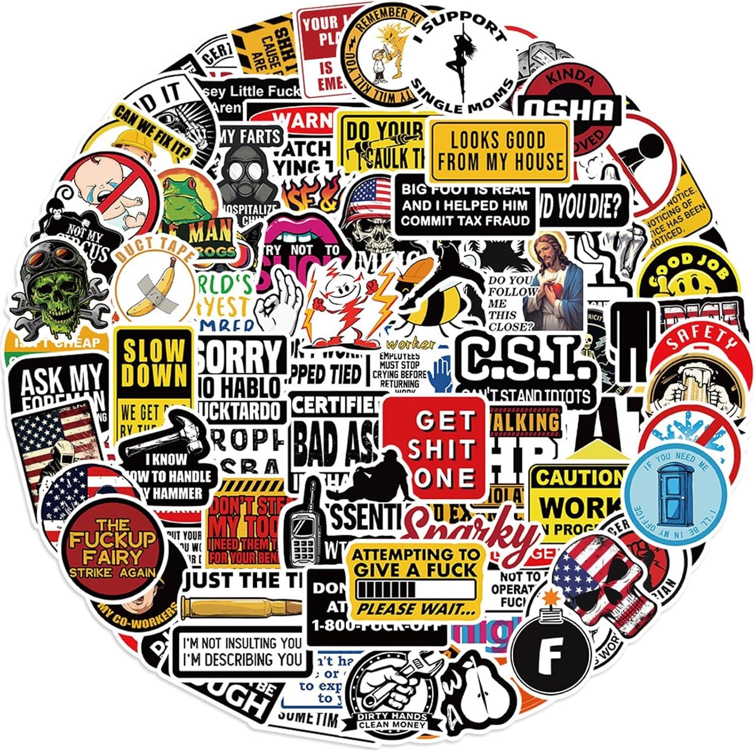 50 or 100 Pcs Funny Stickers for Adults (Dirty) Meme Water Bottles Sticker Pack
