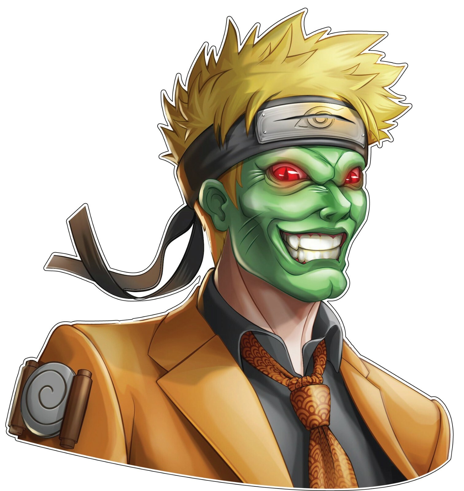Naruto Uzumaki The Mask Jim Carrey Mash Up Vinyl Sticker for bumper, phone, xbox
