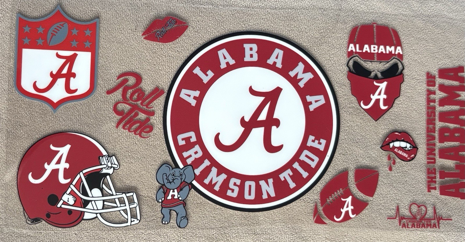 ALABAMA College University UV DTF Transfer Sticker Cup Wrap DIY Cups Bottles