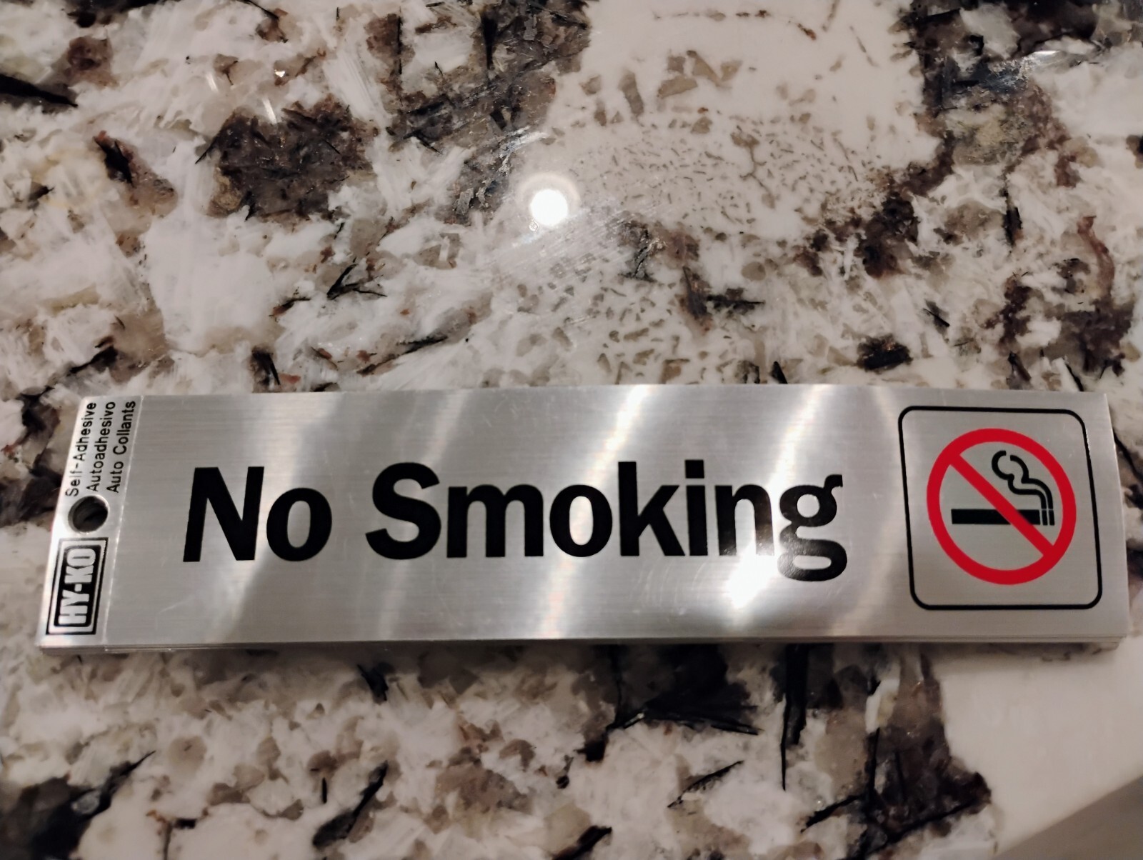 “No Smoking” Silver Vinyl Sticker Decal for Various Applications 8″x2″