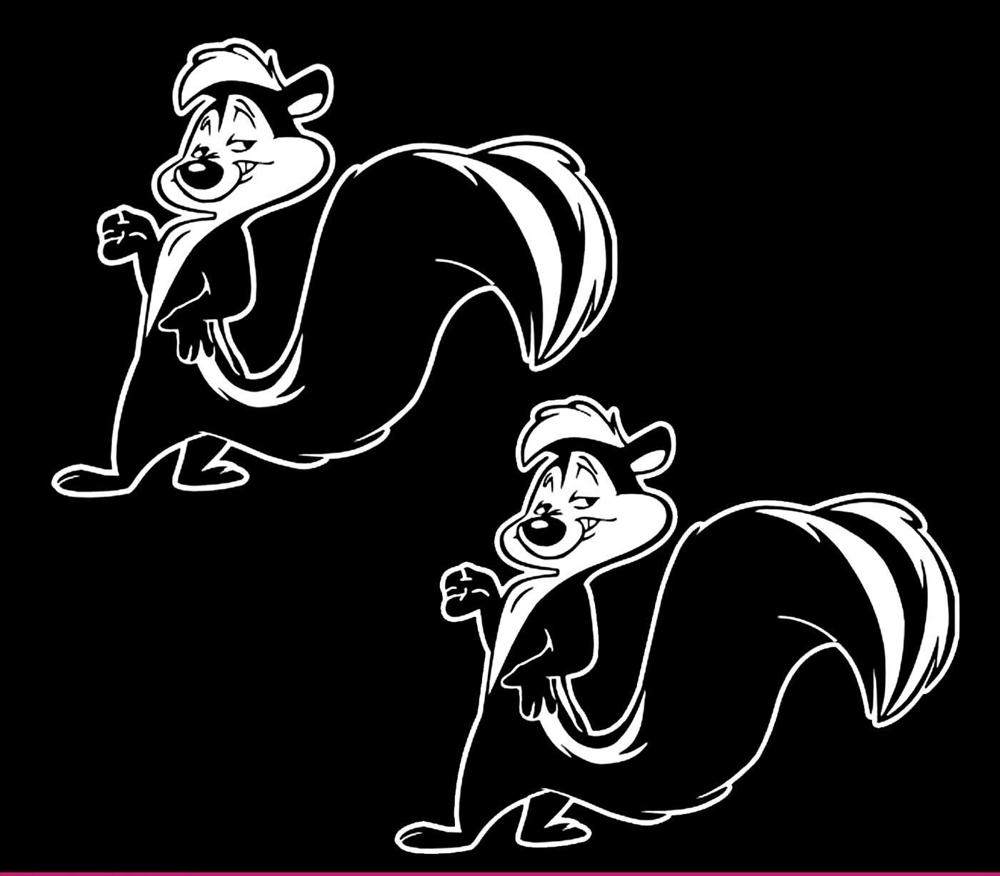 Pepé Le Pew Two 5″ White Vinyl Decals Car Truck Window Laptop Tablet Mailbox