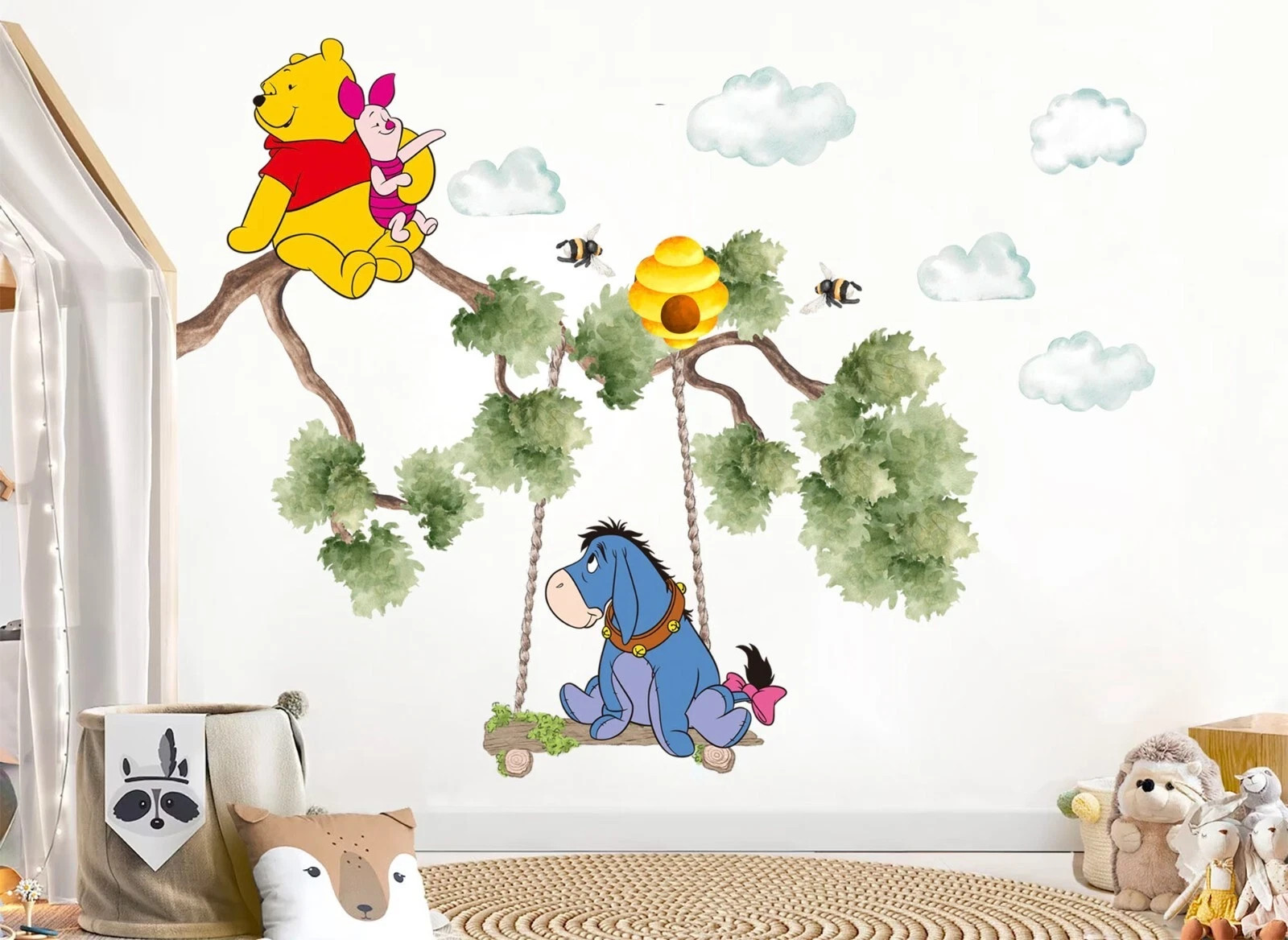 Disney Winnie the Pooh Tree Swing Wall Sticker Nursery Room Decor Decal