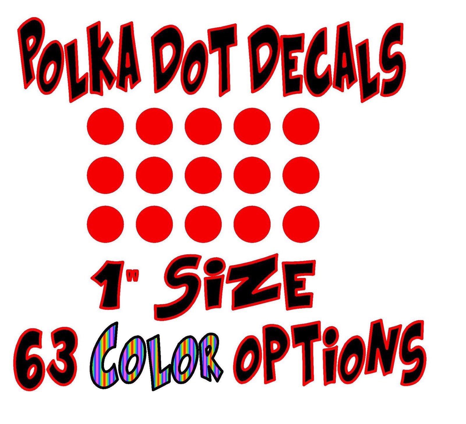 1″ Polka Dot Decal Vinyl Stickers Home Outdoor Decor Kids Adult Crafts Colorful