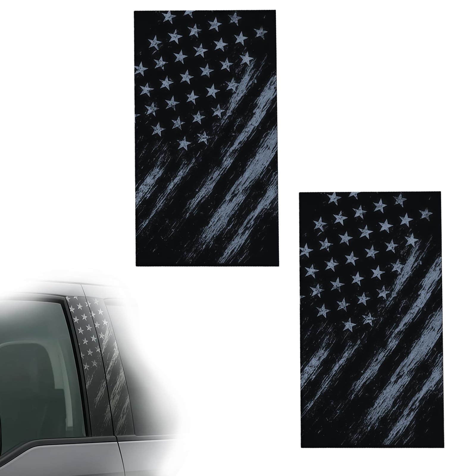 EKUWU 2 PCS Car B Pillar Stickers, Aged Patriotic American Flag Window Decal,…