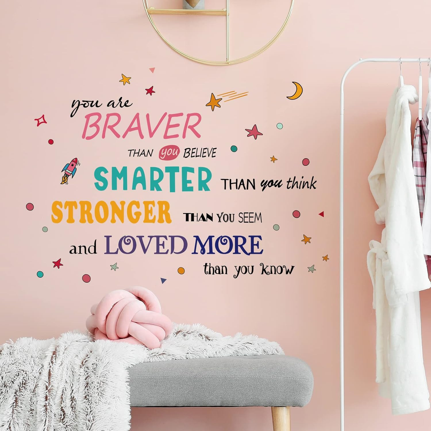 Removable 3D Colorful Quotes Inspirational Words Lettering Wall Decals Motivatio