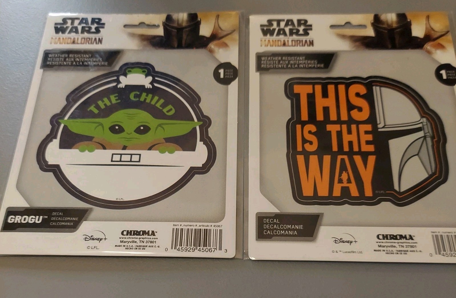 Lot of 2- Star Wars Decals- Grogu The Child /This Is The Way