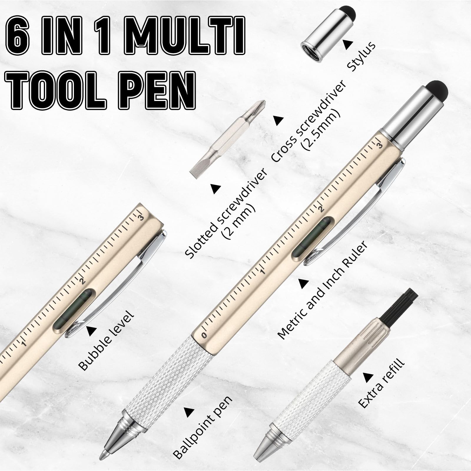 Yeaqee 40 Pcs Valentines Men Gifts:6 in 1 Multi Tool Pens with Refills Ruler …