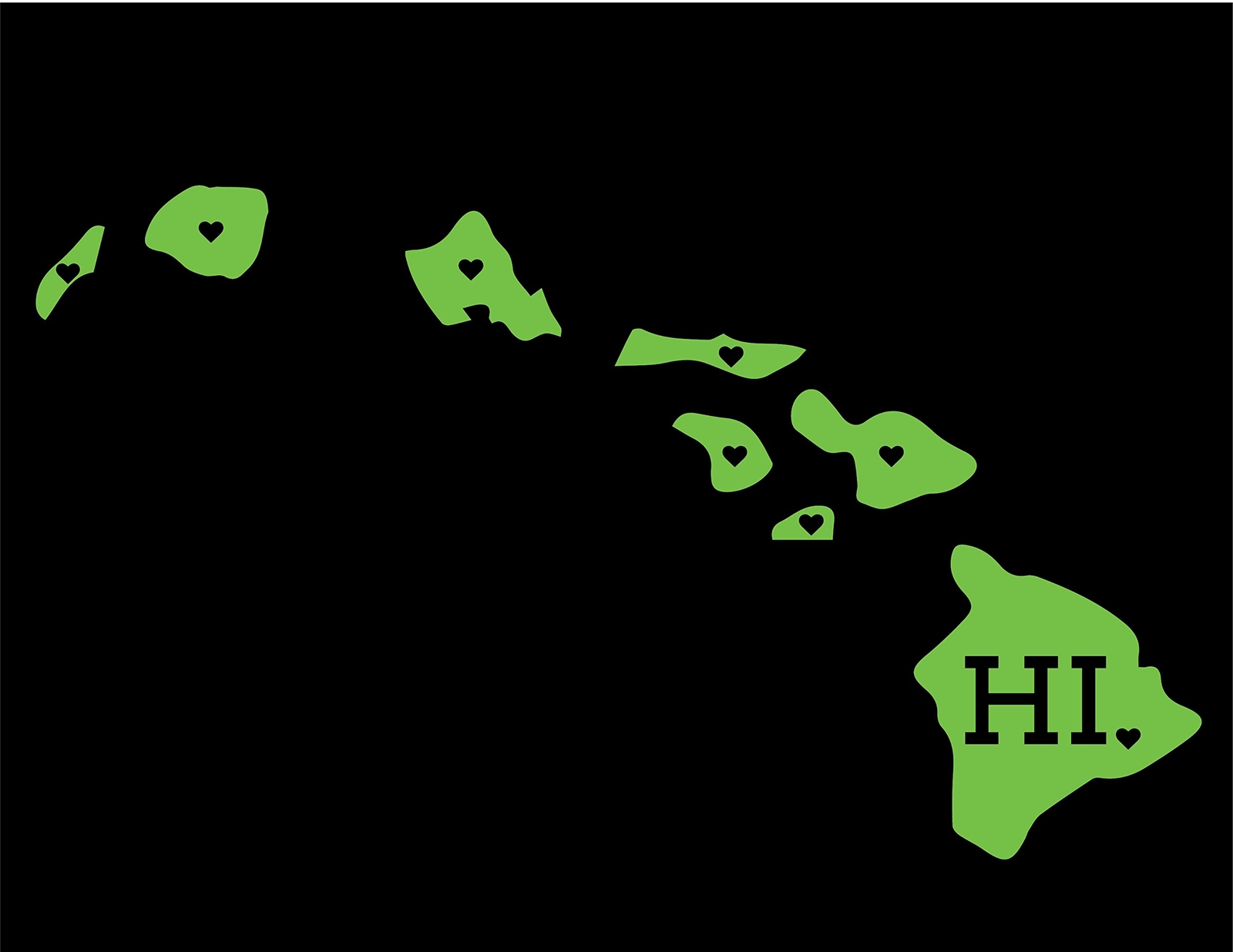 CMI DD991LG Hawaii with State Abbreviation Decal Sticker | 5.5-Inches by