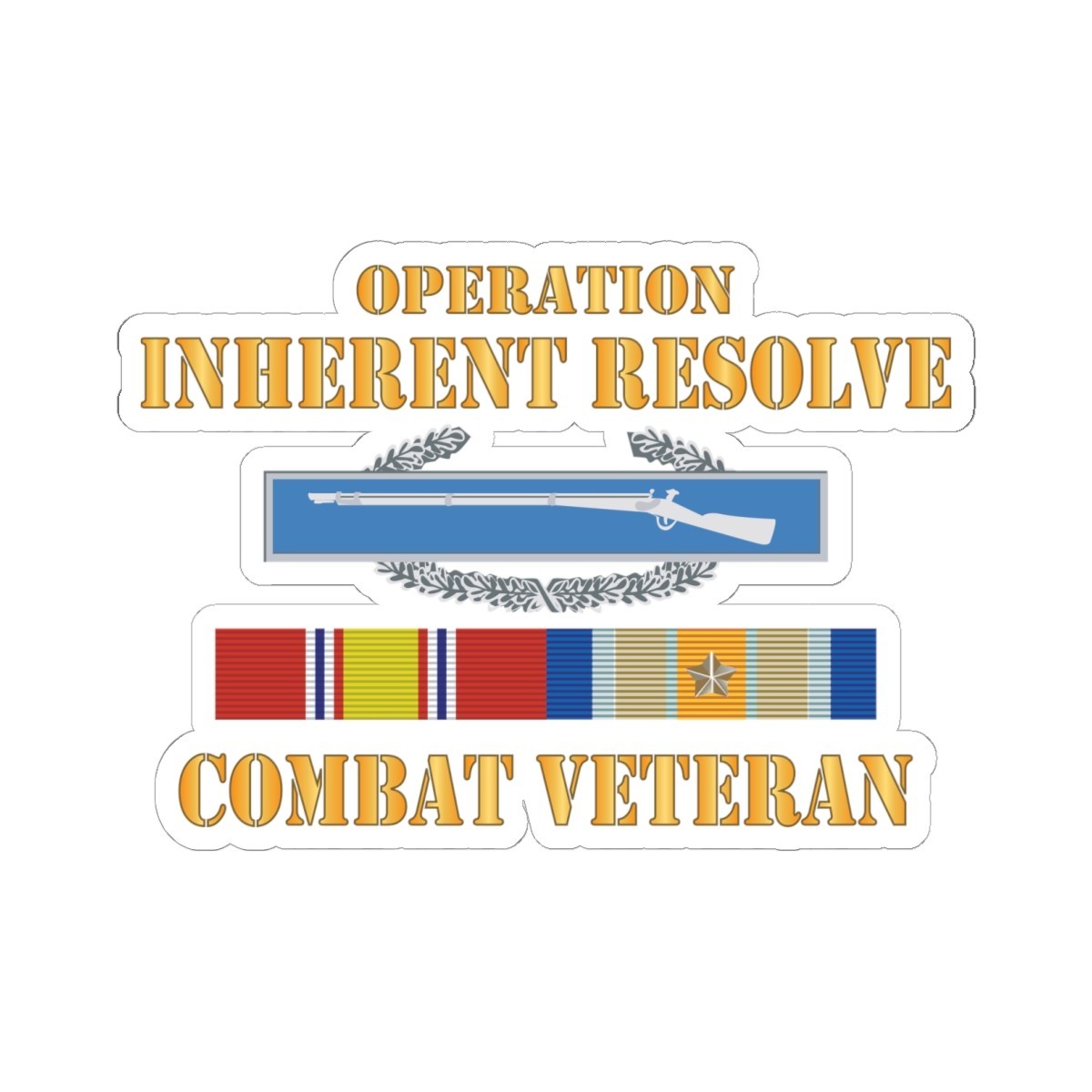 Kiss – Cut Stickers – Army – Opn Inherent Resolve (OIR) SVC Bar w CIB – Combat