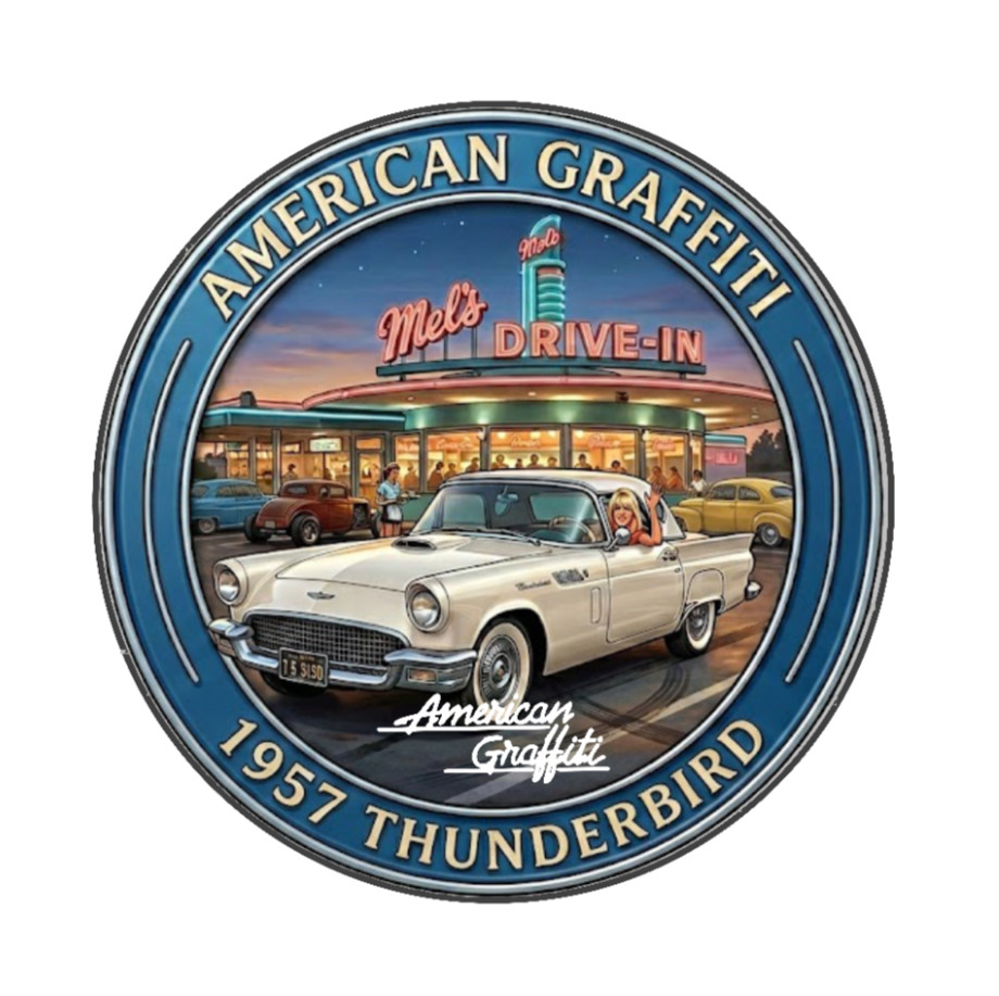 Car Classics – American Graffiti ’55 Thunderbird 4″ Handmade Vinyl Decal Cooler