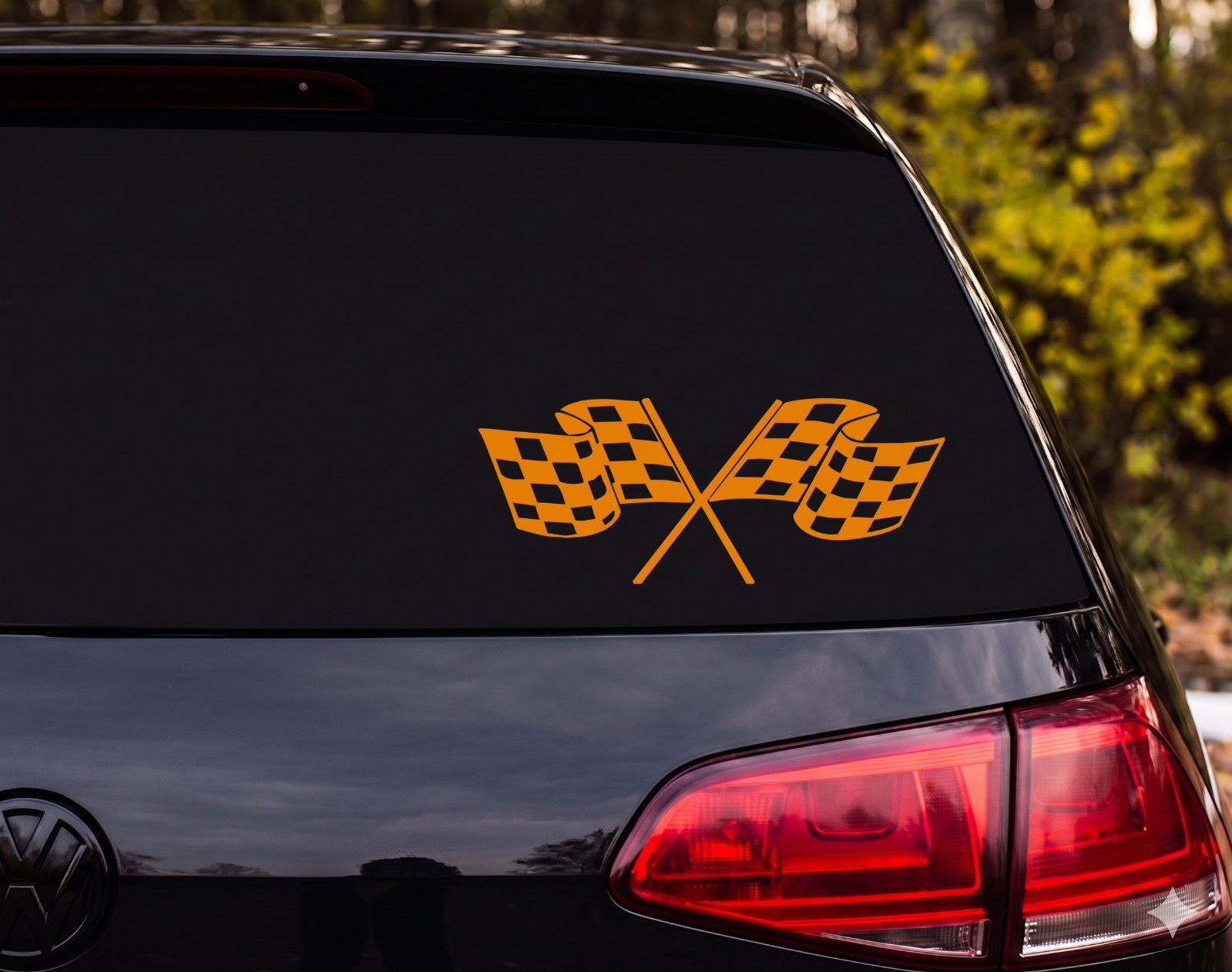 Crossed Checkered Racing Flags Vinyl Decal Sticker Car Truck | Racing Fan Gift