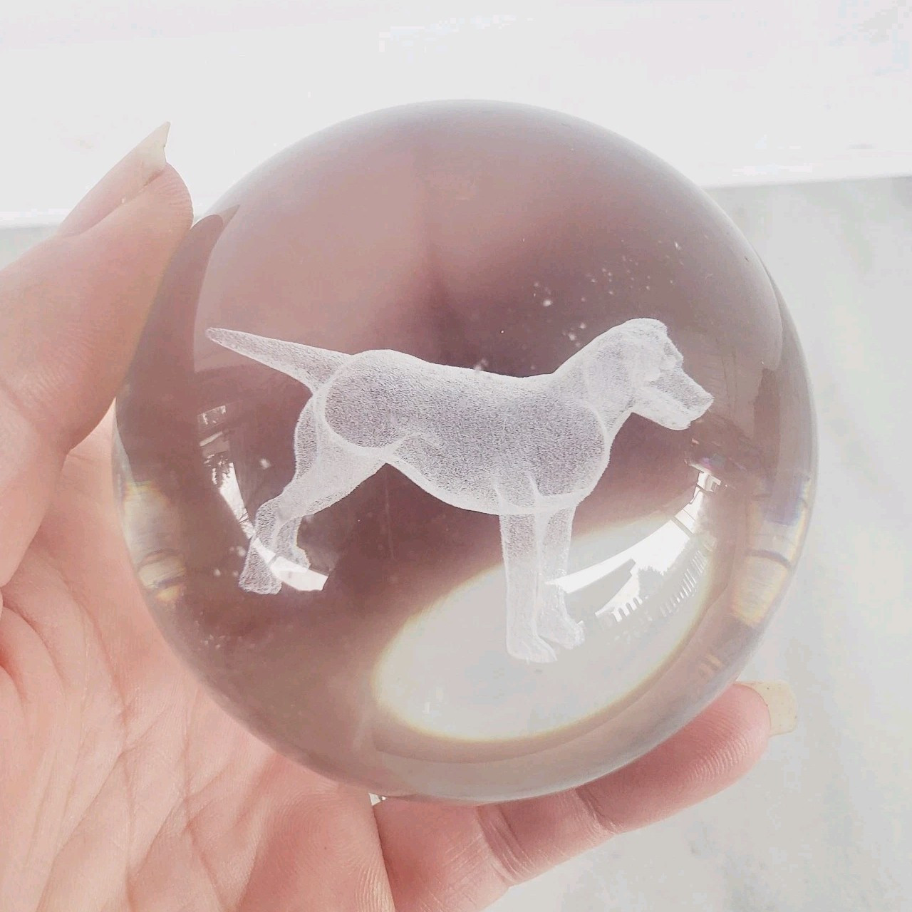 3D Medium Dog Crystal Ball Laser Engraved Home Decoration Living Room Bedroom