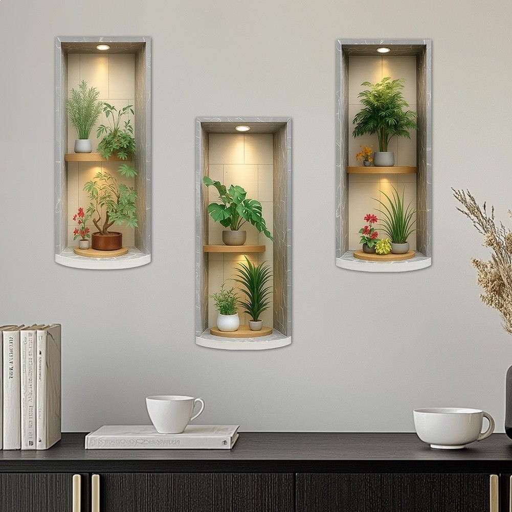 PVC Wall Stickers Simulated Plants Decor Removable Modern Style 15.9×6.5in Size
