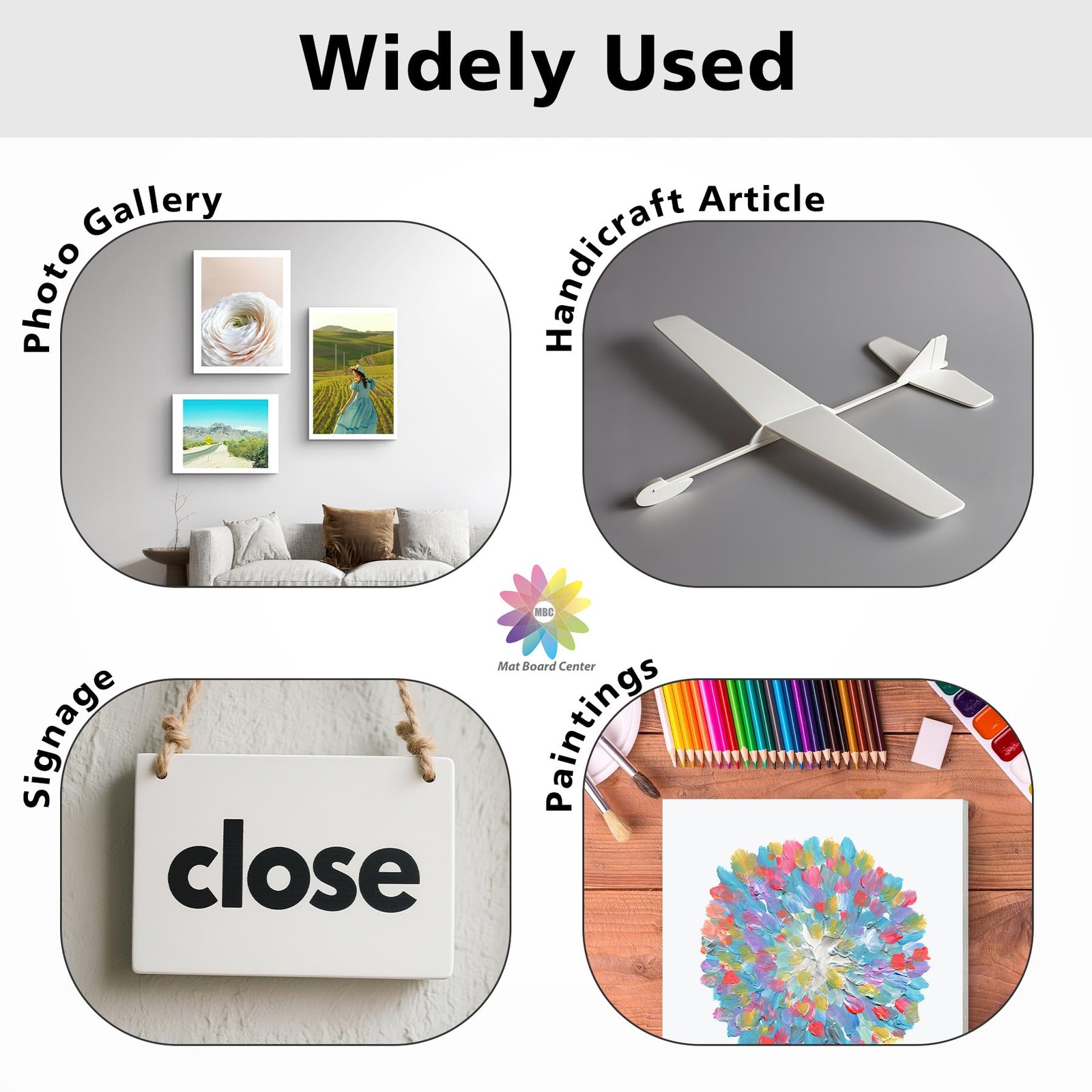 Mat Board Center Premium White Foam Core – 12×16 Inches, 12×16,