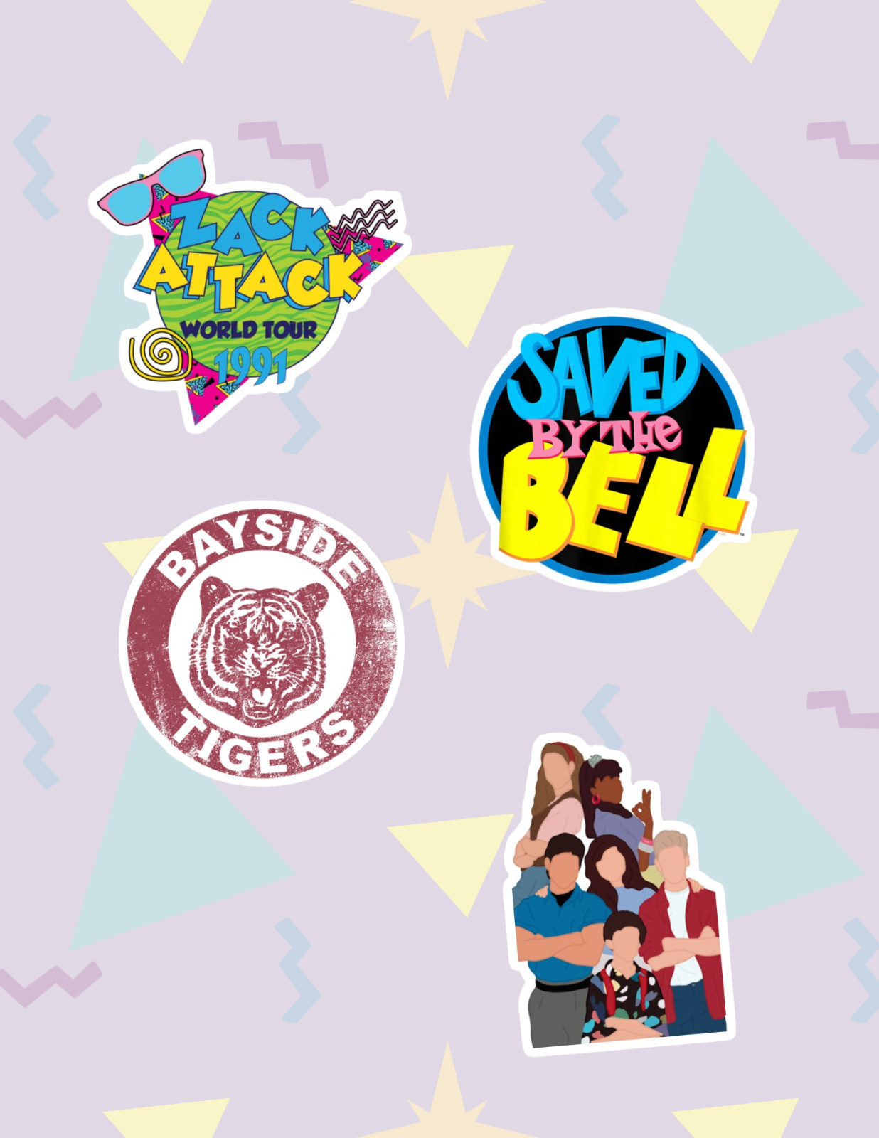 Saved By The Bell Retro 90’s TV 4pc Sticker Pack