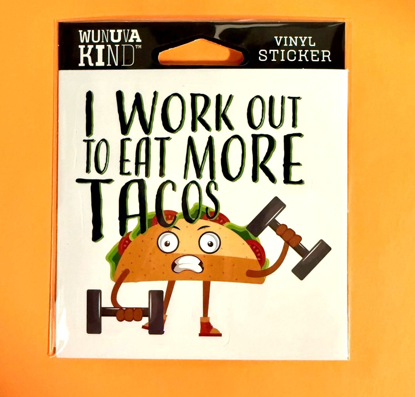 WORK OUT TO EAT MORE TACOS FUNNY 4″ VINYL DECAL STICKER FREE SHIPPING