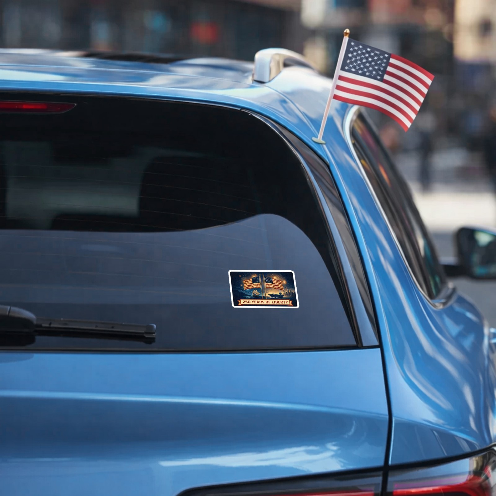 250th Anniversary of USA Sticker, 250 Years Of Liberty, Patriotic Flag Size 5″
