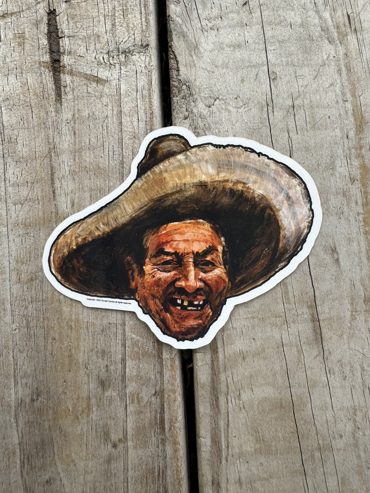 Mexican Bandit*Sticker!*Pancho Villa*Gold Foil Tooth!EL GUAPO Series!!!**4in