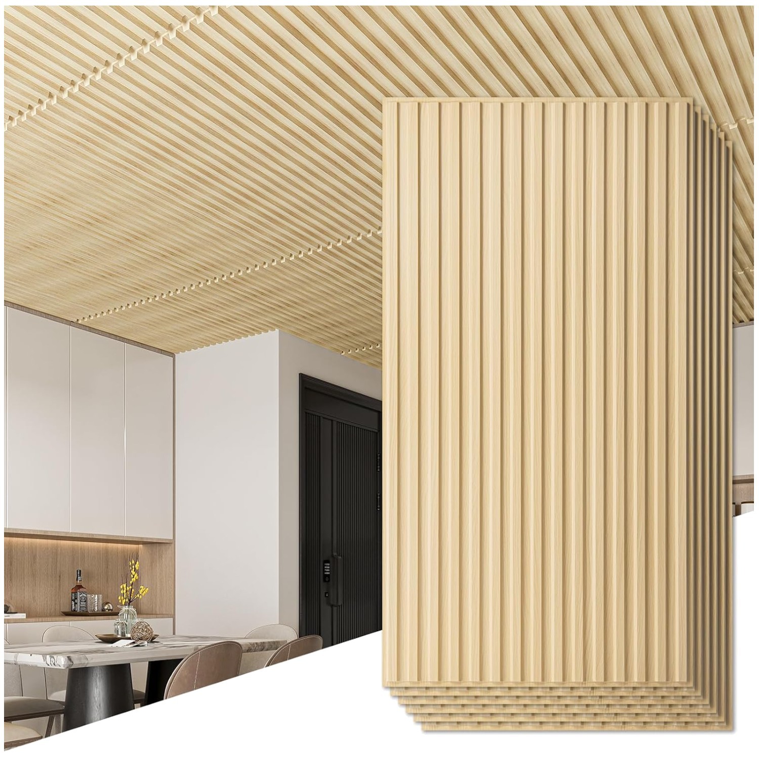 Interior Decor Slat Design Panels – Oak, 6-Pack