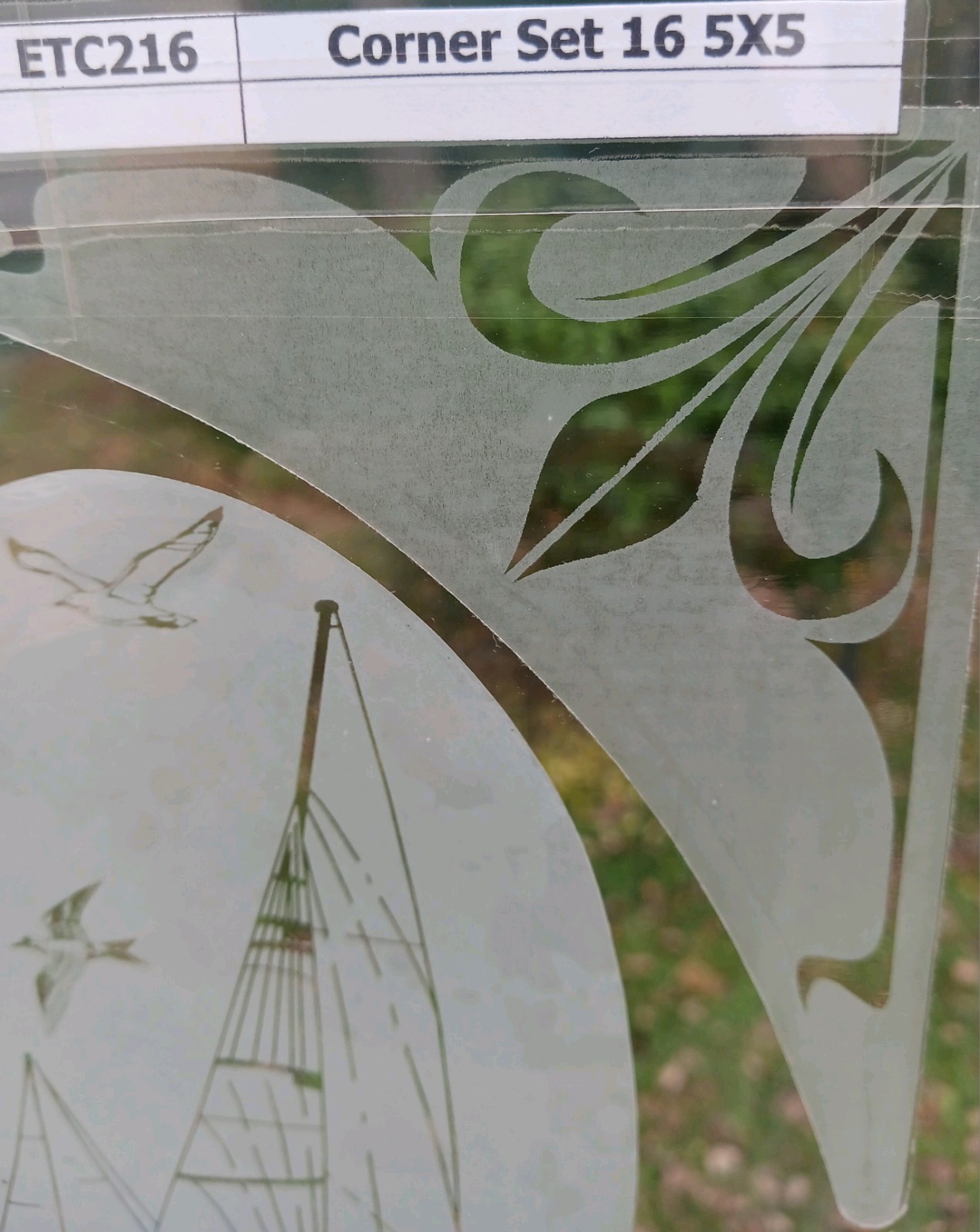 CORNER SET #16 Etched Look Cling 5″X5″ Corners Removable& Reusable 216