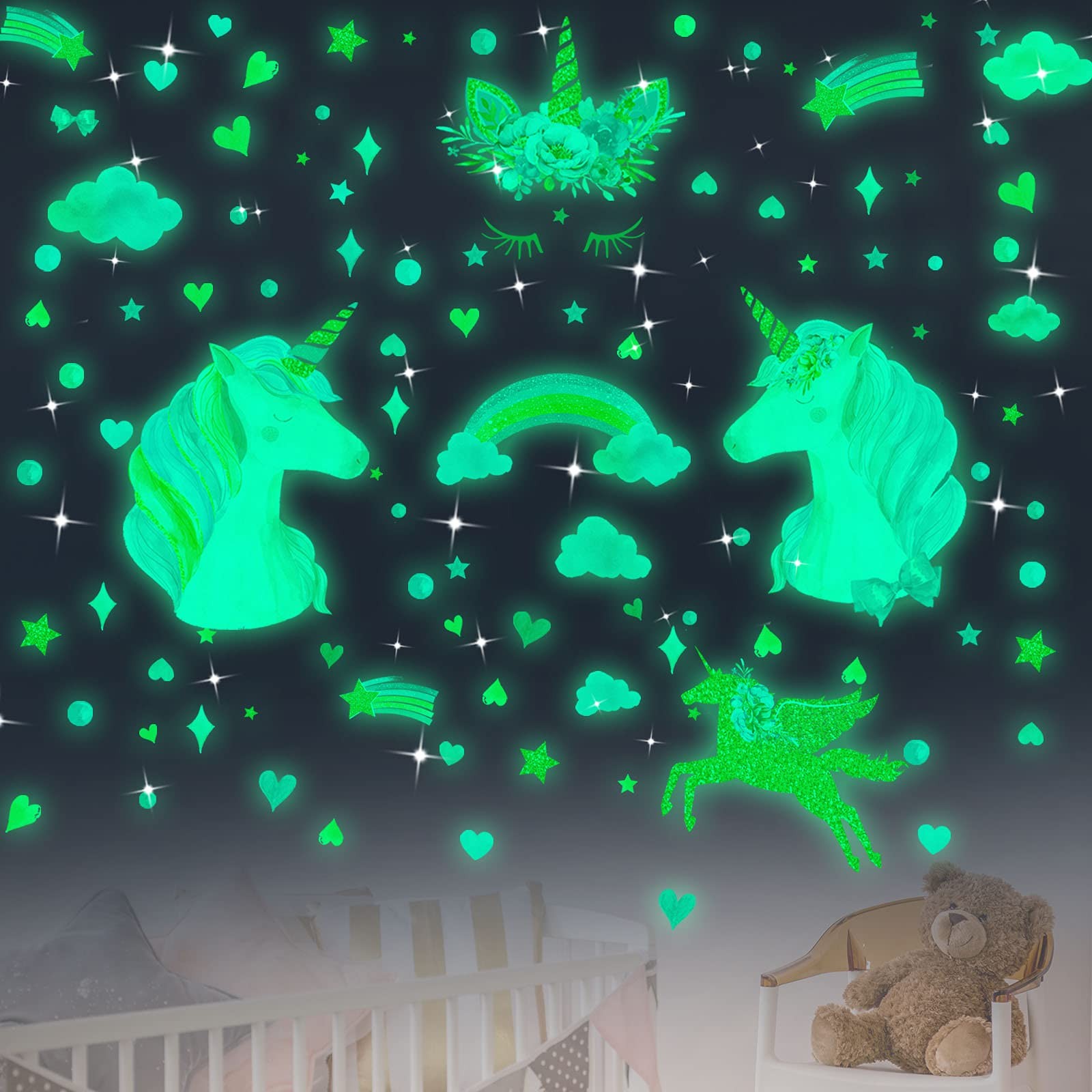 Calcomanías de pared con estrellas que brillan en la oscuridad decorar el techo