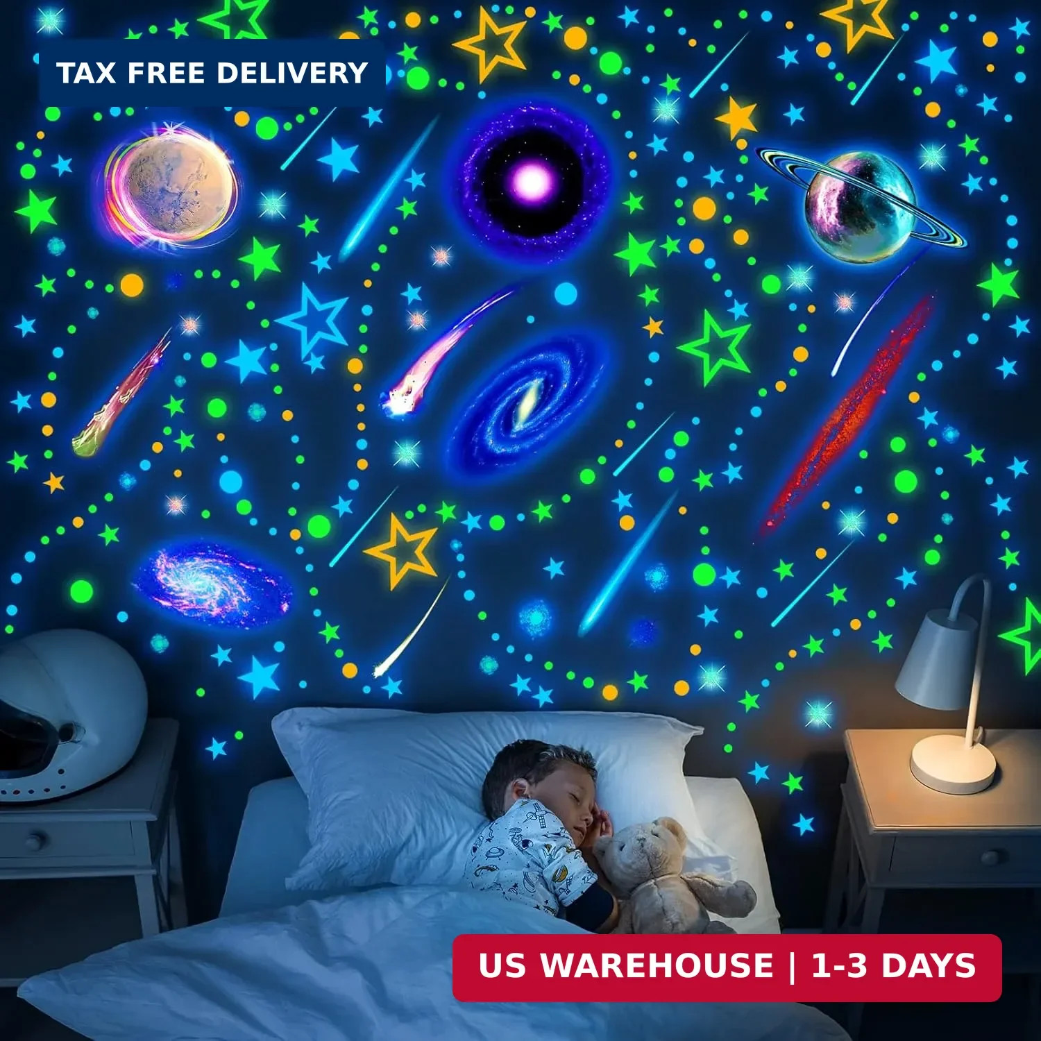 Spakon 495 Pcs Glow in the Dark Moons and Stars Wall Decals for Ceiling,Glowing