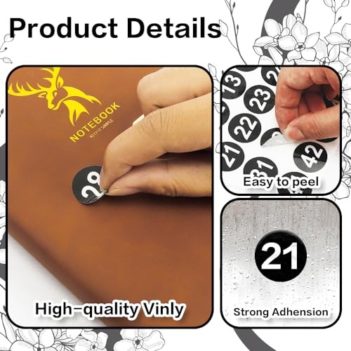 Number Stickers, Consecutive Number Stickers 1-50, 10 Sheets Round Black