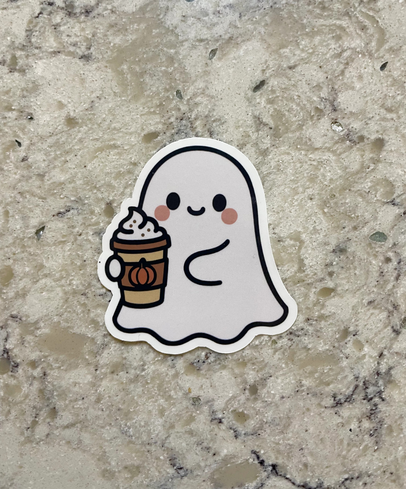 Pumpkin Spice Latte Ghost Sticker l Gloss or Holographic Laminate l Waterproof
