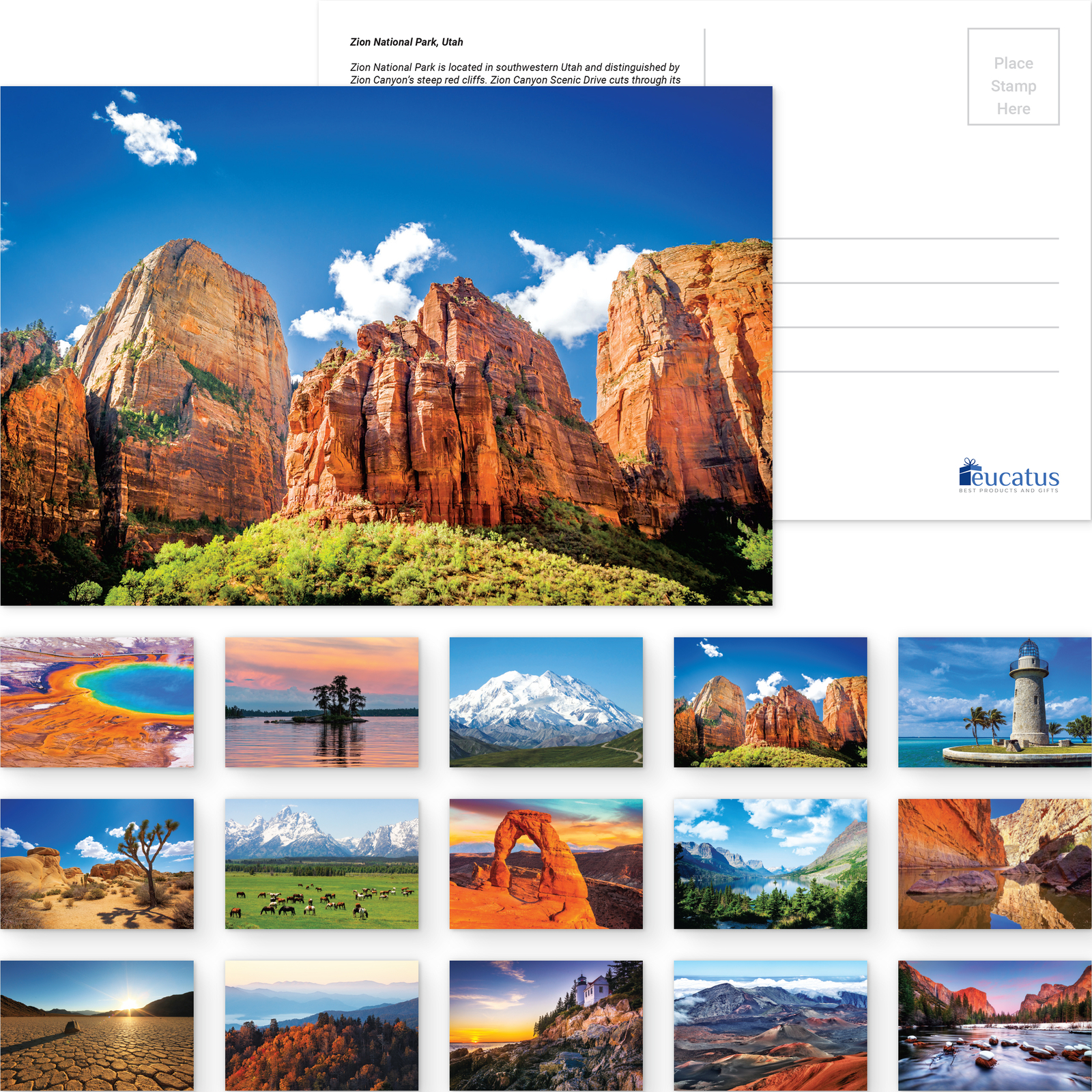 Eucatus 4×6 Matte American National Parks Nature Postcard Set, 15 Pack
