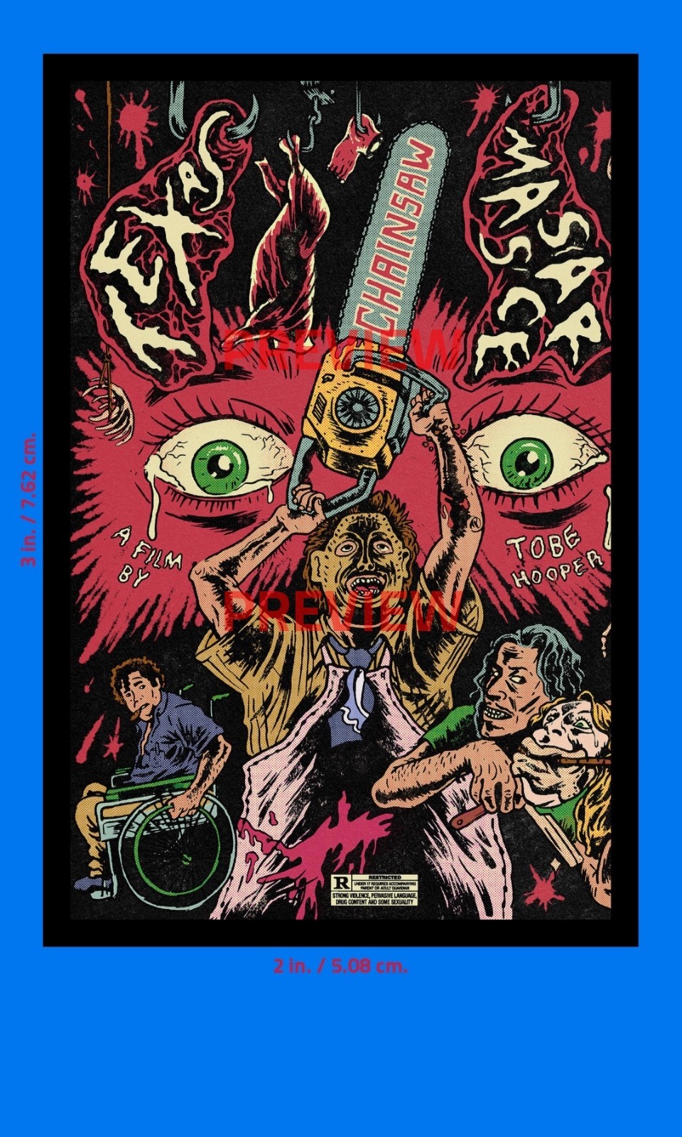 Texas Chainsaw Massacre Sticker (1974 HORROR MOVIE) 2×3 in. Adhesive Photo Print