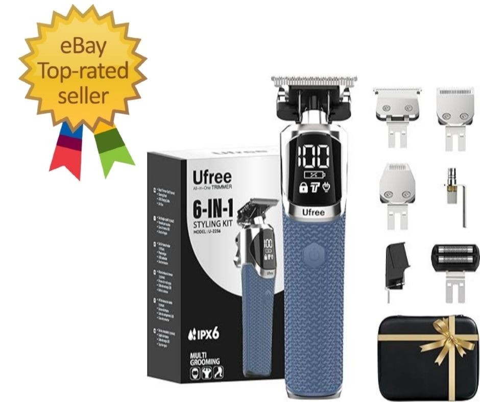6-In-1 Professional Beard Trimmer for Men, IPX6 Waterproof Electric Shaver Razor