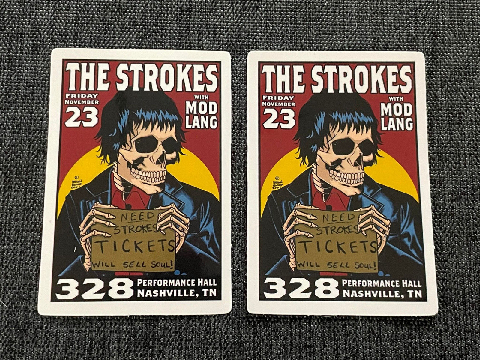 Lot (2) THE STROKES 1 3/4″ x 2 1/2″ Band Logo STICKERS Fast! FREE SHIP!