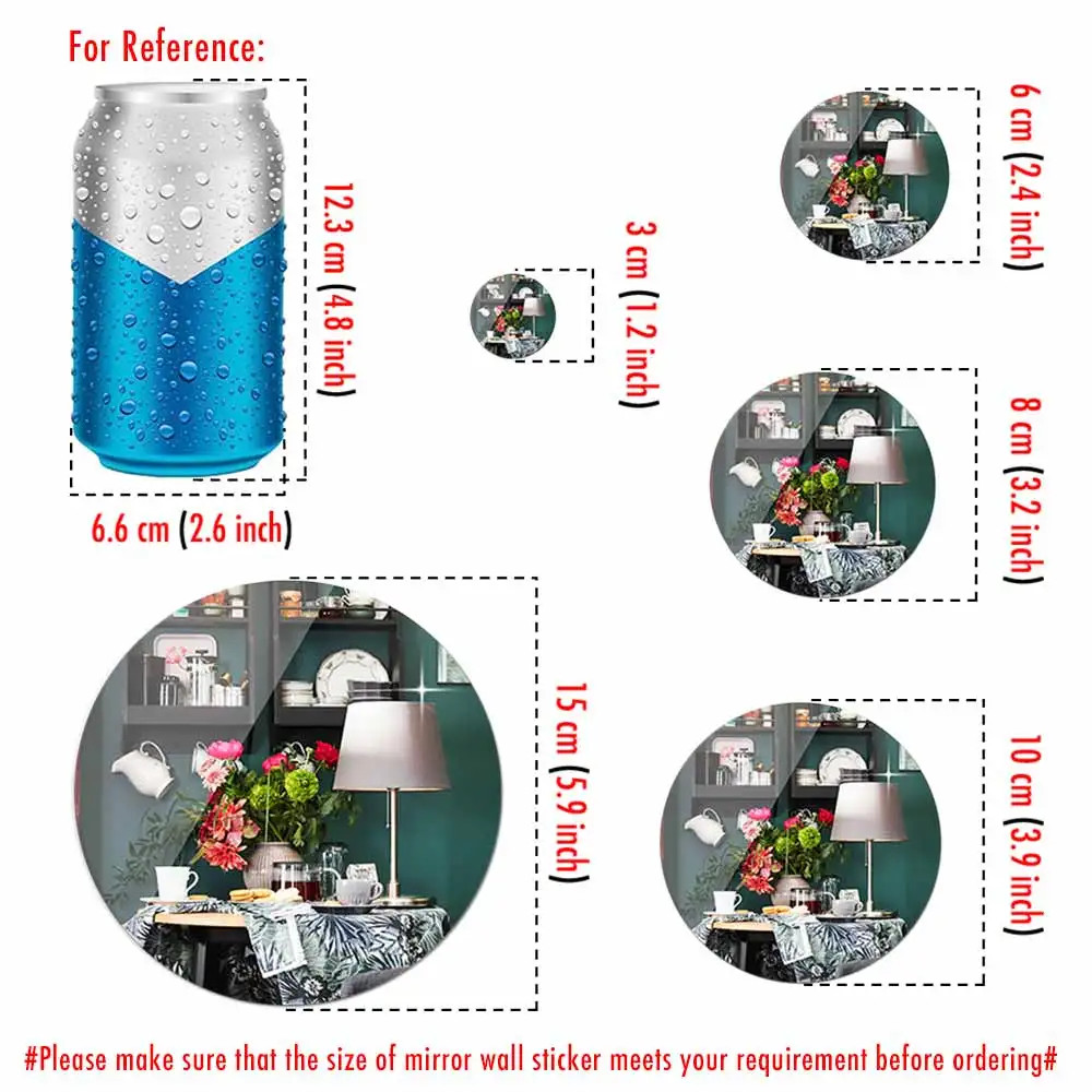 Round Acrylic Mirror Wall Stickers Self Adhesive Small Circle Dots Room Decor