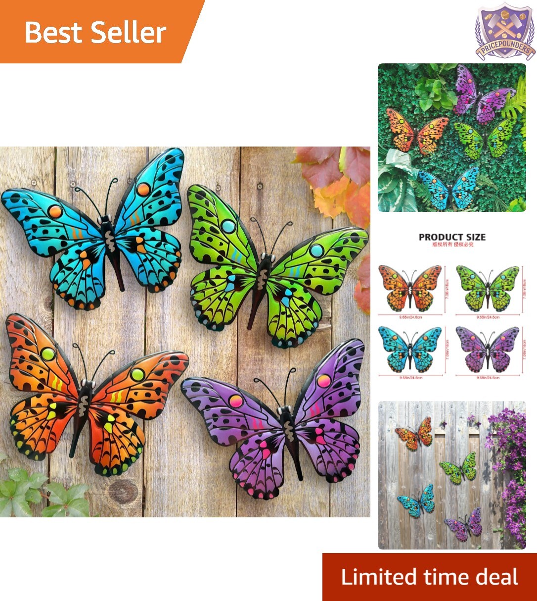 Metal Butterfly Wall Art – 9.6″ Colorful Outdoor Decor for Garden Living Room