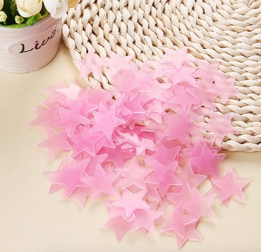 200 Pink Glow-in-the-Dark Stars & Moon – Kids Wall & Ceiling Night Sky Stickers