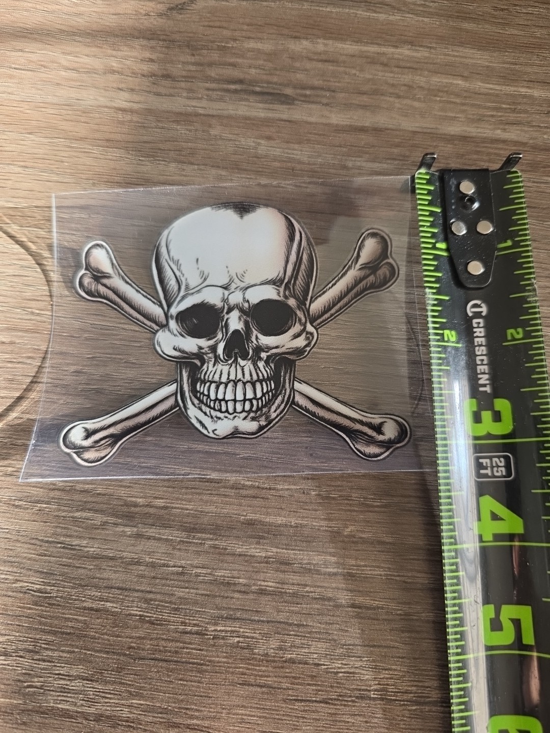 Skull And Crossbones Raised UVDTF Decal Made In USA Waterproof