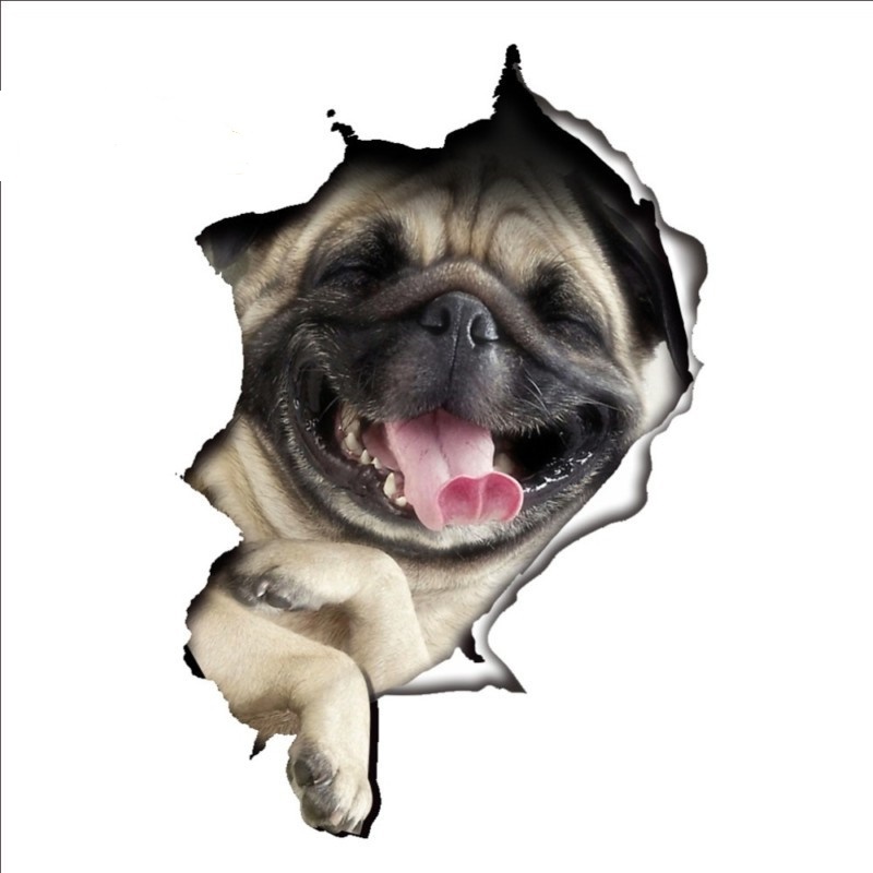 PUG in a HOLE 3D Removable 11″ x 7″ Die-cut Wall / Refrigerator Decal (#14110)