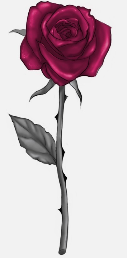 Red Rose Stem Thorn Flower Stickers (4) Labels Card Gift Craft Paper Journal